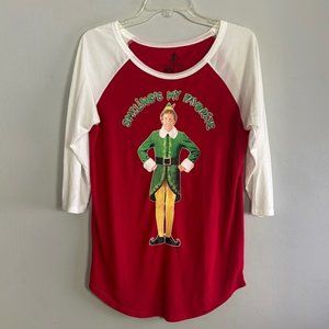 Ripple Junction women ELF Christmas 3/4 baseball sleeves shirt
